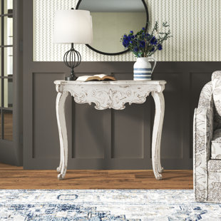 Emily distressed clearance demilune console table